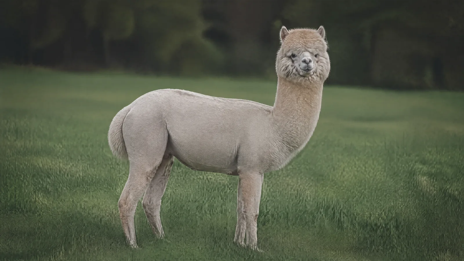 Un alpaca appena tosato.